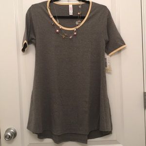 LuLaRoe Gray and Yellow Perfect T